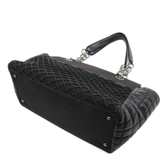 CHANEL Leather & Canvas Tote Bag Black - Picture 2 of 15